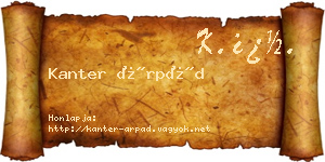 Kanter Árpád névjegykártya